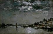 Eugene Boudin, Moonlit Village Scene